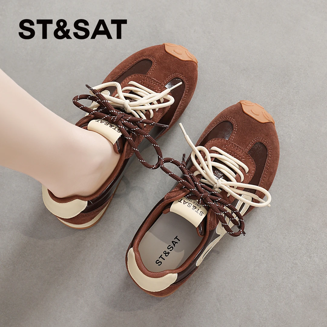 星期六复古德训鞋女2025新款秋季爆款时尚阿甘鞋内增高女士休闲鞋