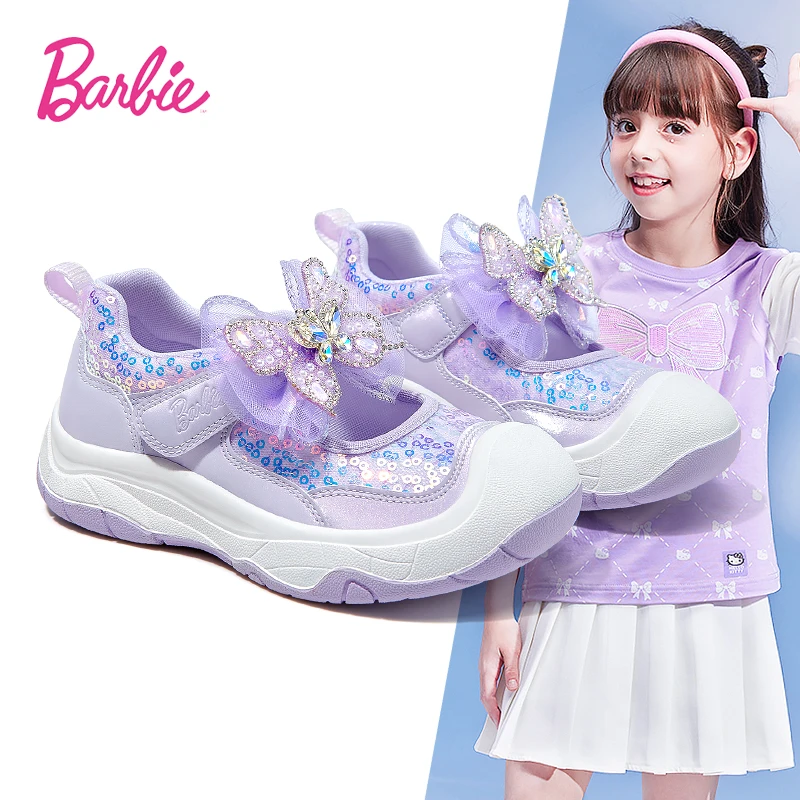 芭比童鞋女童运动鞋2025年春季新款水钻公主鞋儿童时尚软底休闲鞋