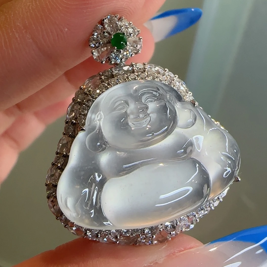 翡翠18K金镶嵌颈饰天然翡翠