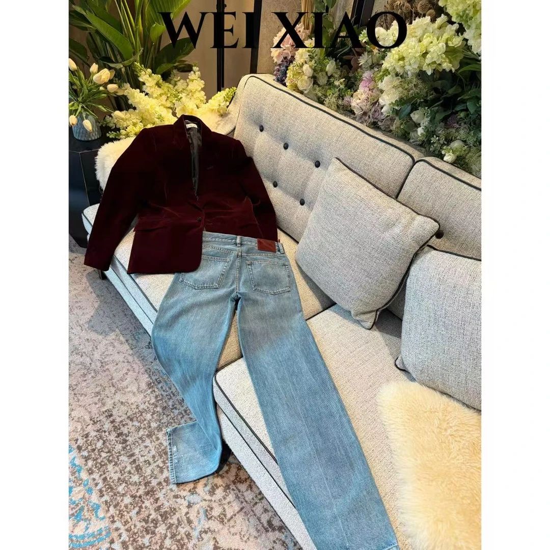 微笑家 极简系列 【大G牛仔裤】开衩牛仔裤