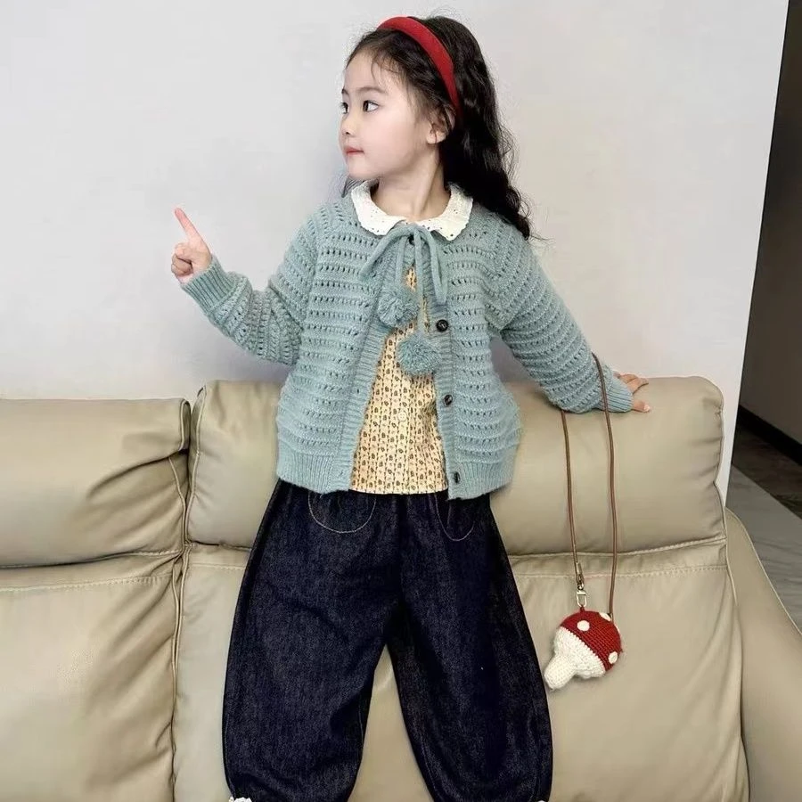 毛球螺纹开衫毛衣