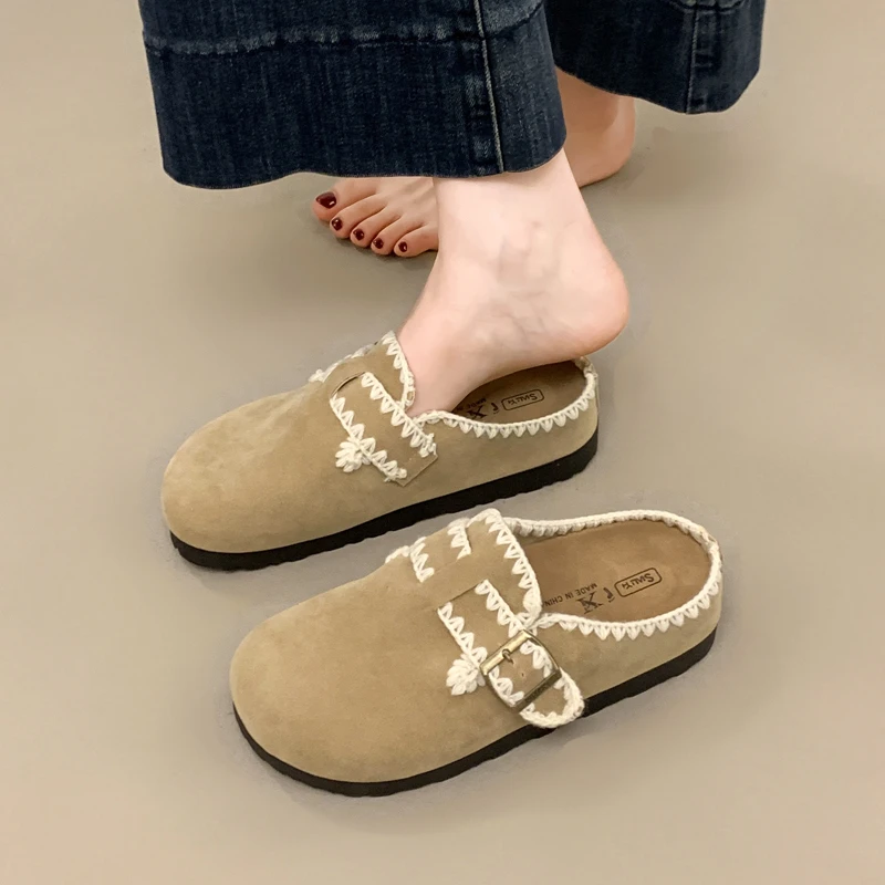 无后跟勃肯鞋厚底一脚蹬懒人包头半拖鞋女外穿2025新款秋季博肯鞋