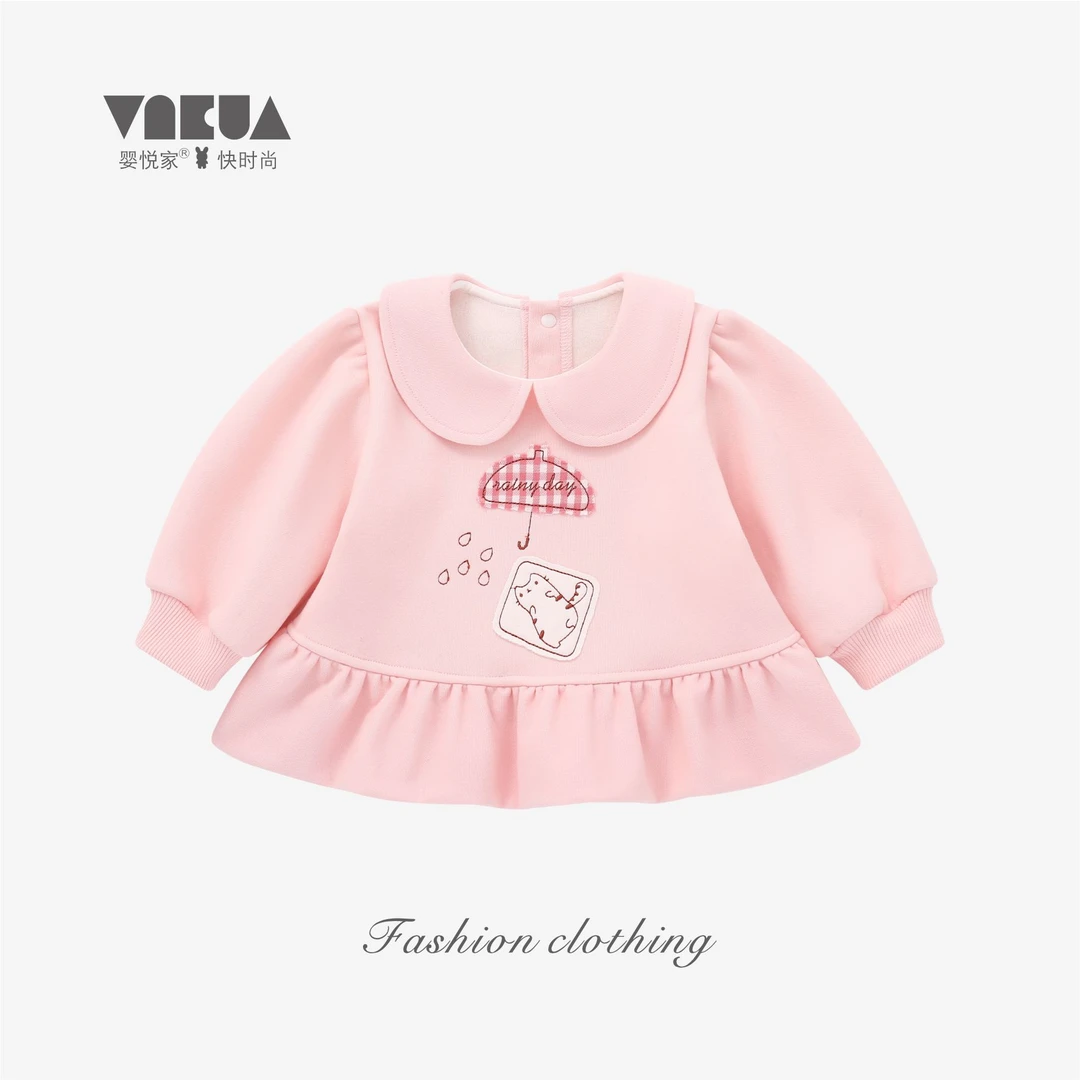 婴悦家冬款女宝宝洋气时尚女童公主翻领懵懂小猫上衣 89482