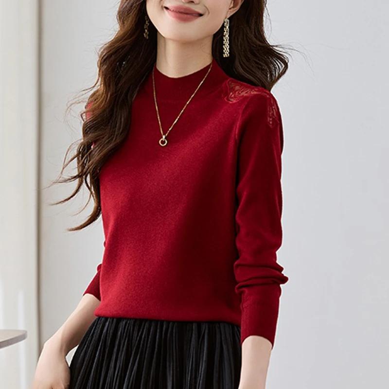羊毛针织打底衫春秋洋气内搭长袖上衣2025秋季新款女装半高领毛衣