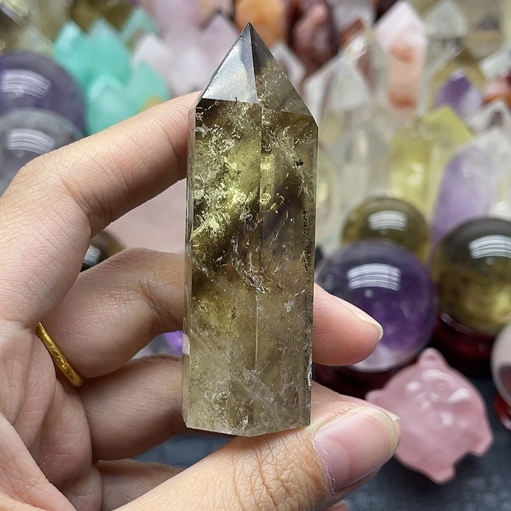 水晶珠宝半成品未镶嵌53黄水晶柱