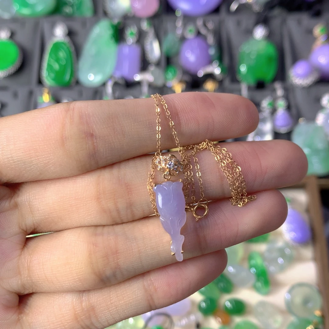 翡翠18K金镶嵌吊坠(不含链)