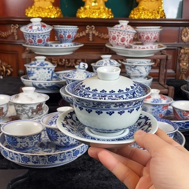 宝相花三才盖碗景德镇