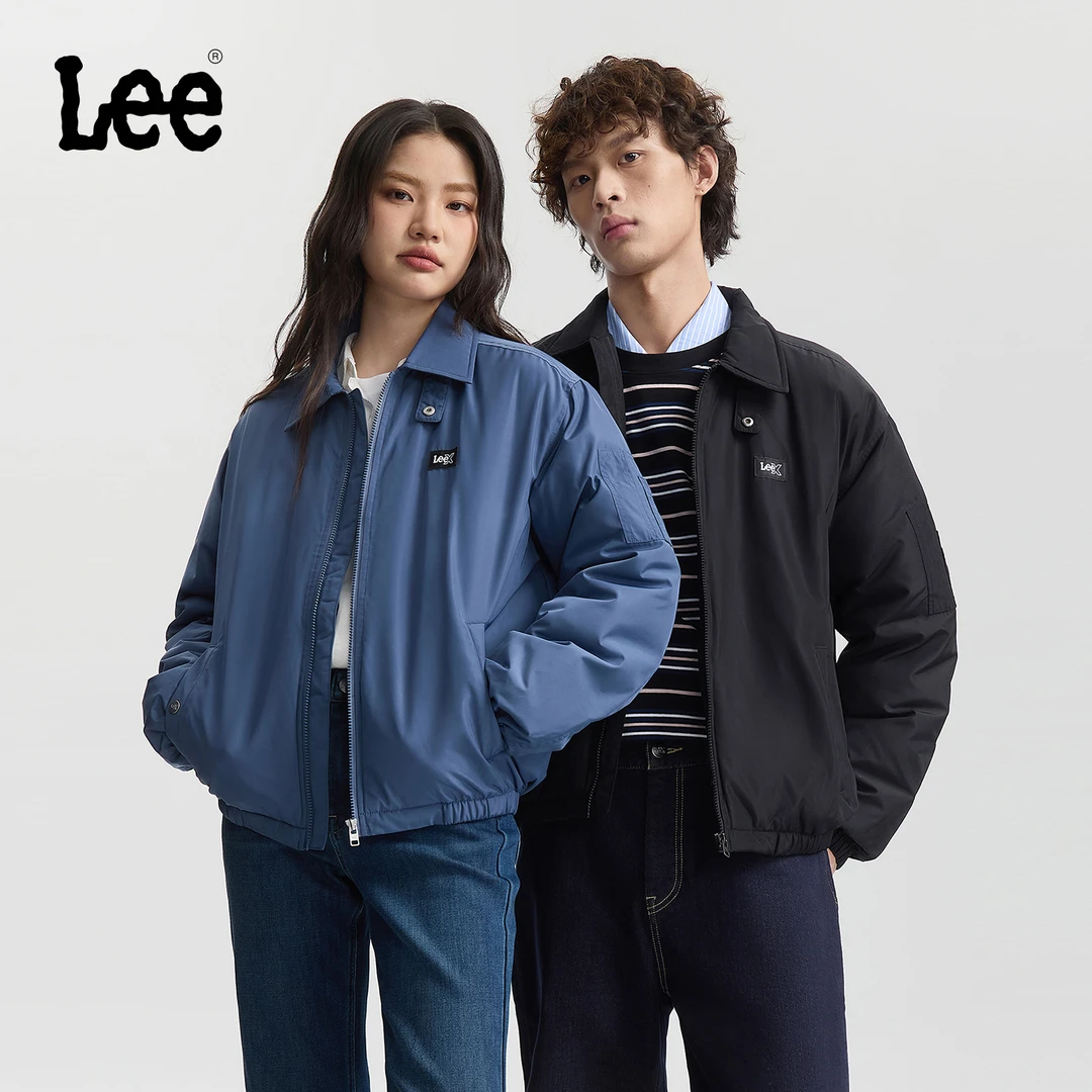 Lee25秋冬舒适版翻领小Logo织标男女同款飞行夹克休闲