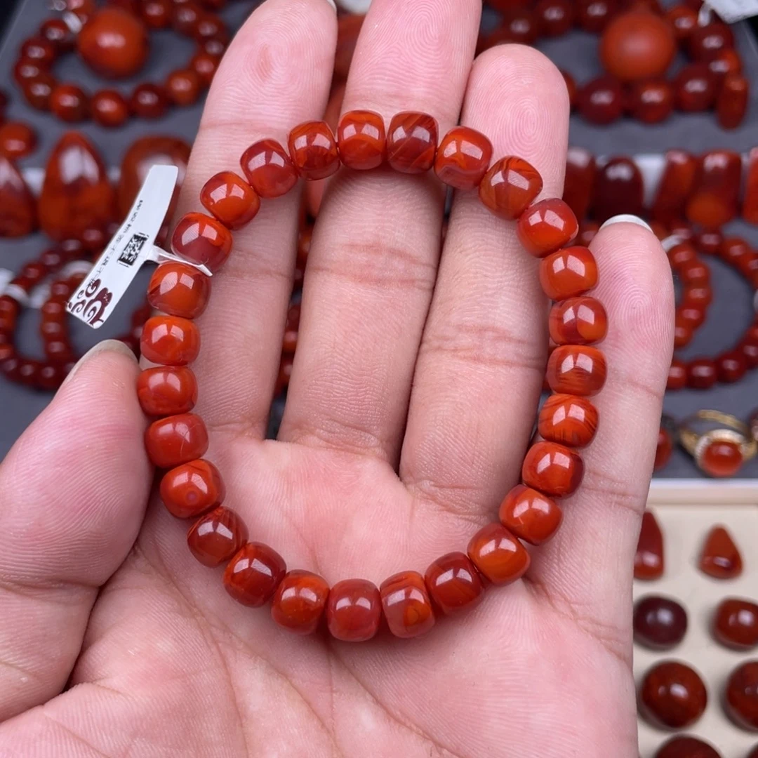 南红玛瑙未镶嵌瓦西南红老型手串8mm