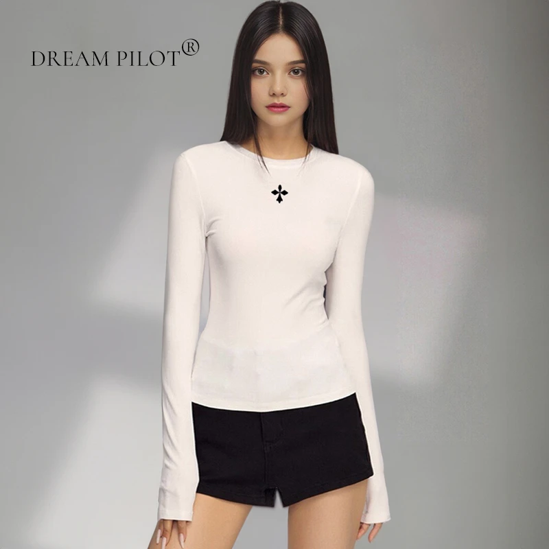 莱赛尔天丝印花t恤女士长袖春秋款高级感修身显瘦气质打底衫上衣