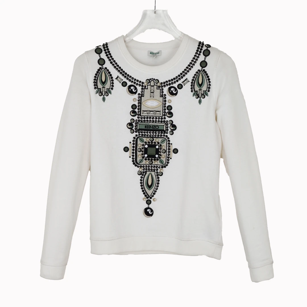 KENZO/肯佐复古珠宝刺绣女士休闲卫衣 1SW809 952 01