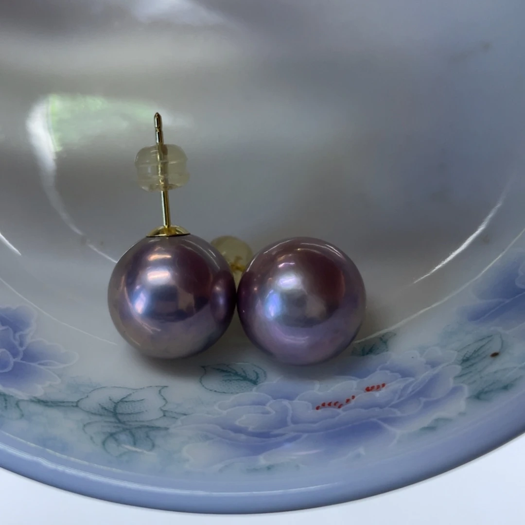 淡水珍珠耳饰18K金镶嵌