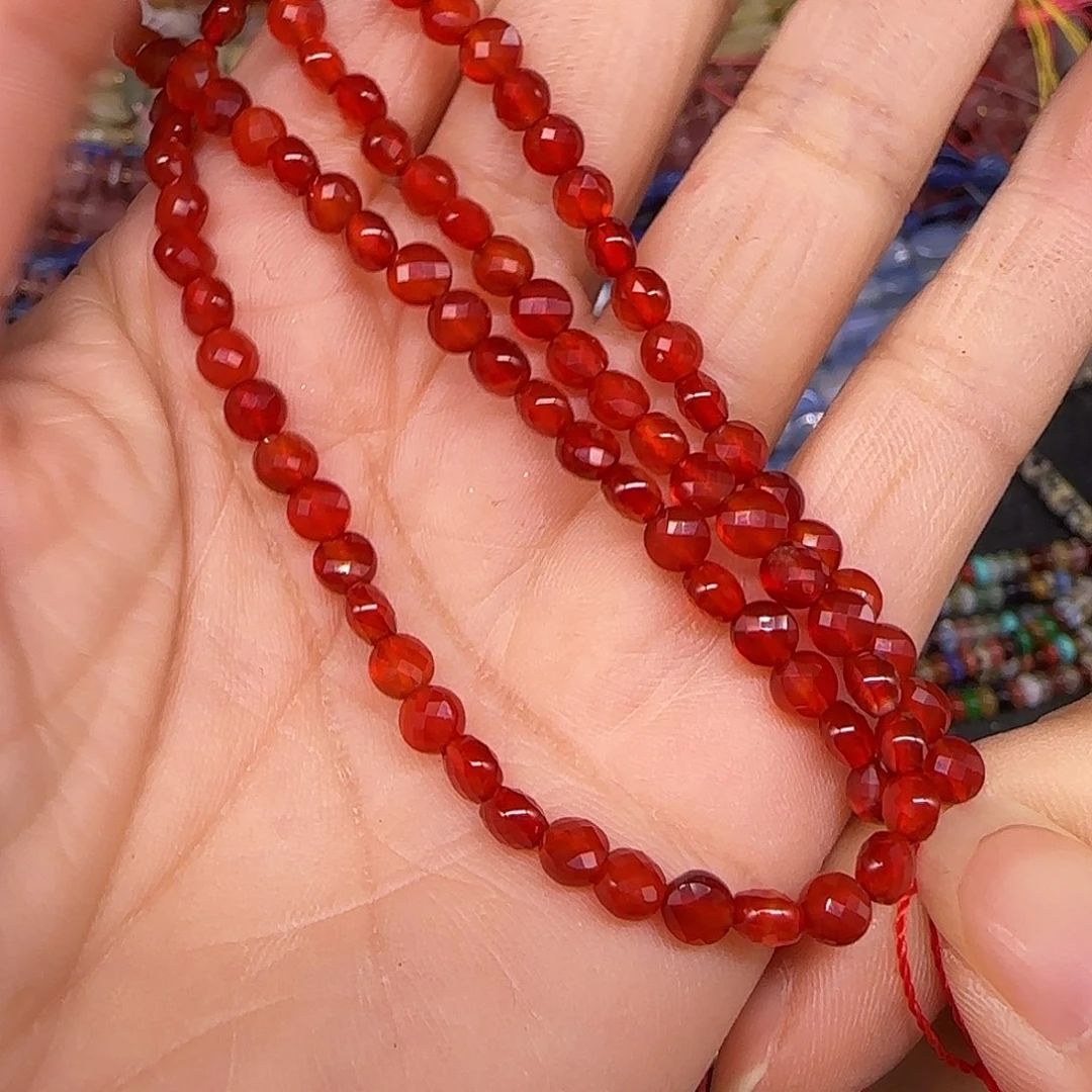 玛瑙/玉髓合金珠宝半成品红玛瑙双龟4mm一条