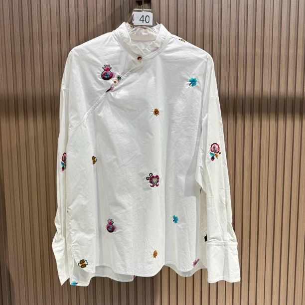 2207 重工刺绣小花新中式衬衫