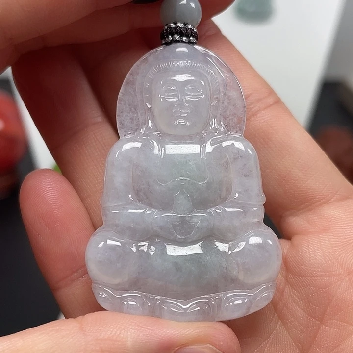 翡翠未镶嵌颈饰天然缅甸翡翠A货观音19号