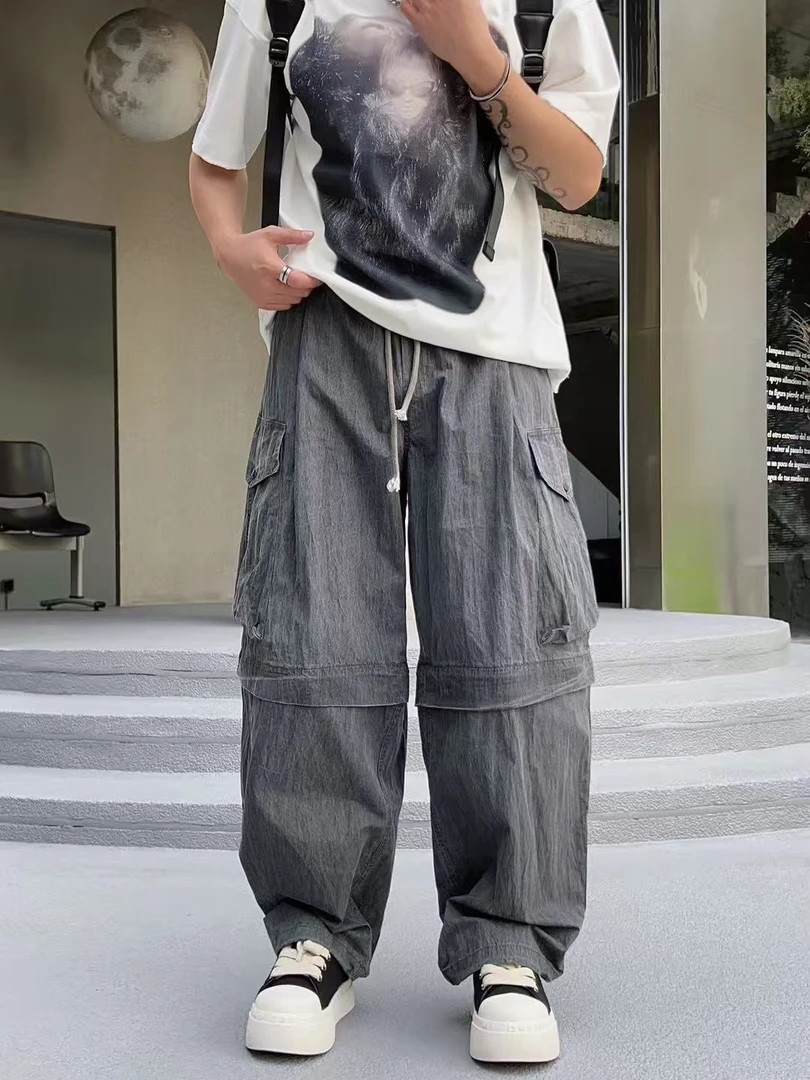春夏宽松直筒工装裤美式复古多口袋休闲裤潮流百搭长裤