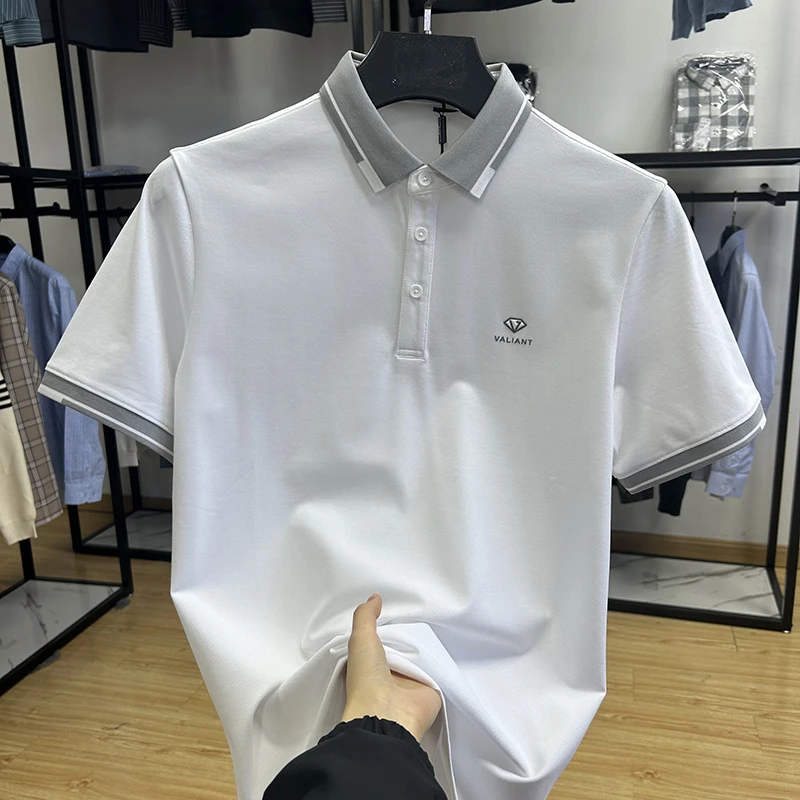 简约时尚凉感透气休闲男士短袖POLO衫修身体恤衫薄 Y5T0943
