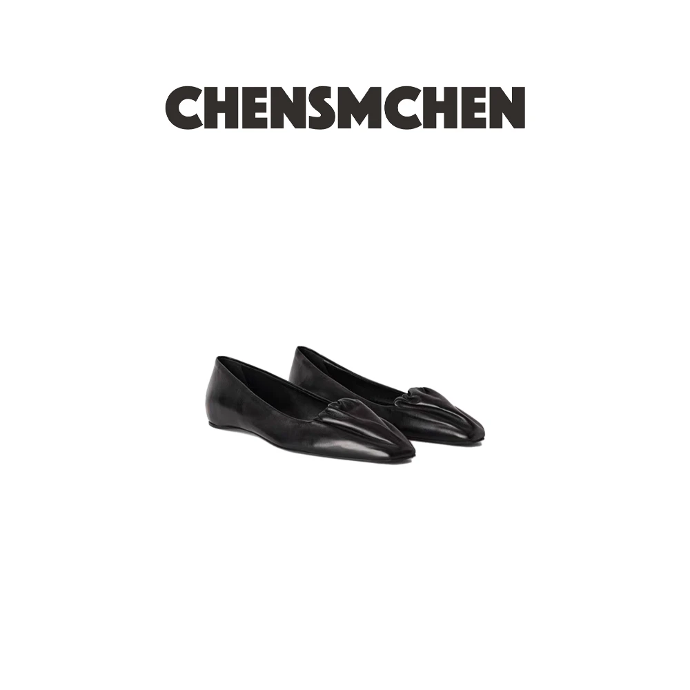 CHENSMCHEN 经典设计款浅口褶皱文艺风百搭单鞋8010