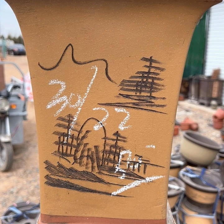 红陶紫砂兰花盆微瑕