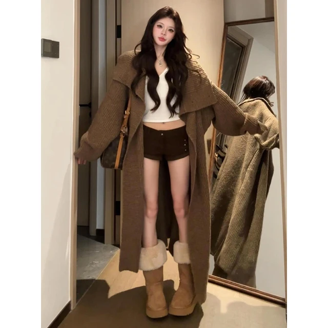 日系复古慵懒风长款针织开衫女秋冬2024新款高级气质百搭长袖外套