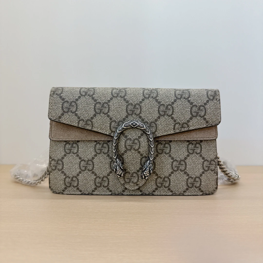 95新 GUCCI/古驰 驼色酒神mini单间斜挎包368
