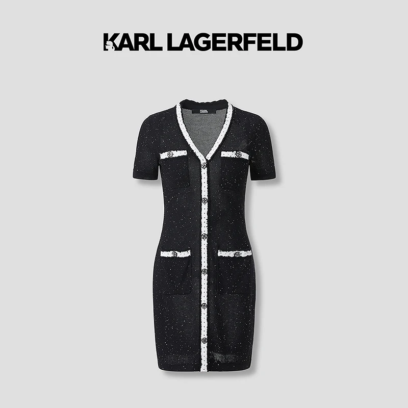 KARL LAGERFELD卡尔拉格斐2025夏季新款针织连衣裙老佛爷M22L1319