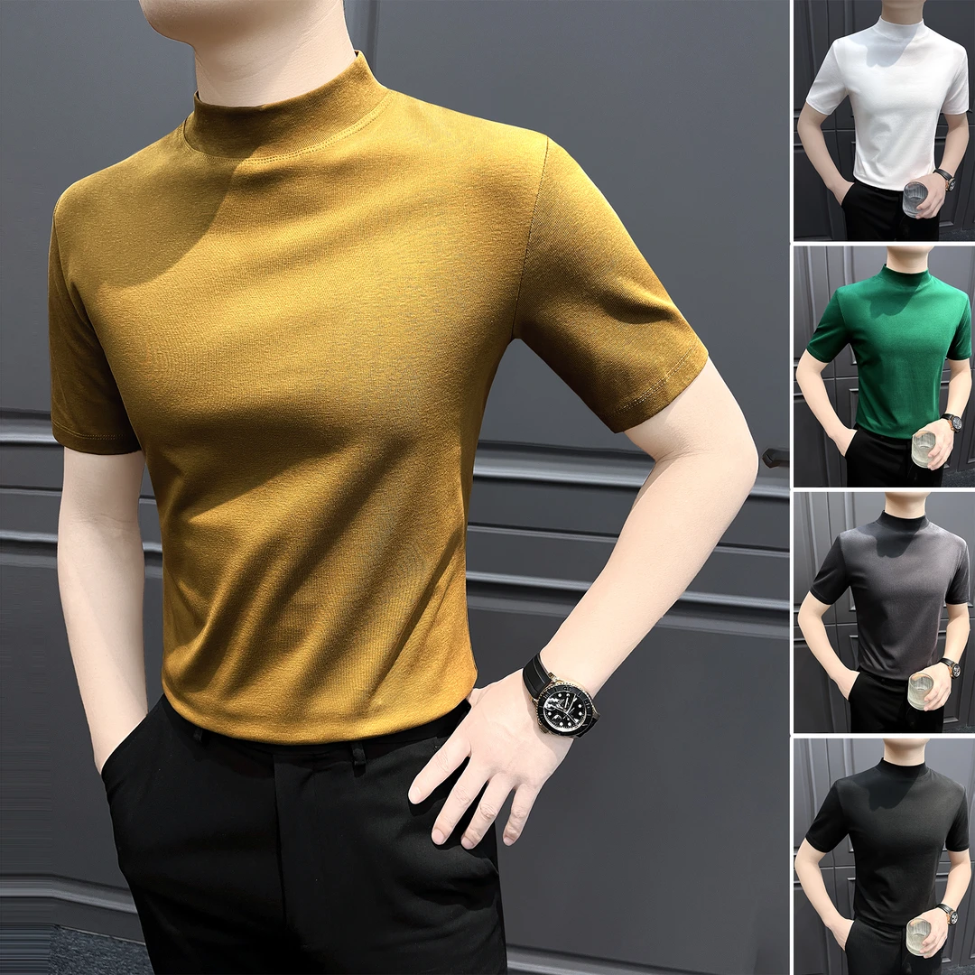 中领男士短袖T恤秋季新款网红洋气炸街男装30-45岁上档次男款上衣