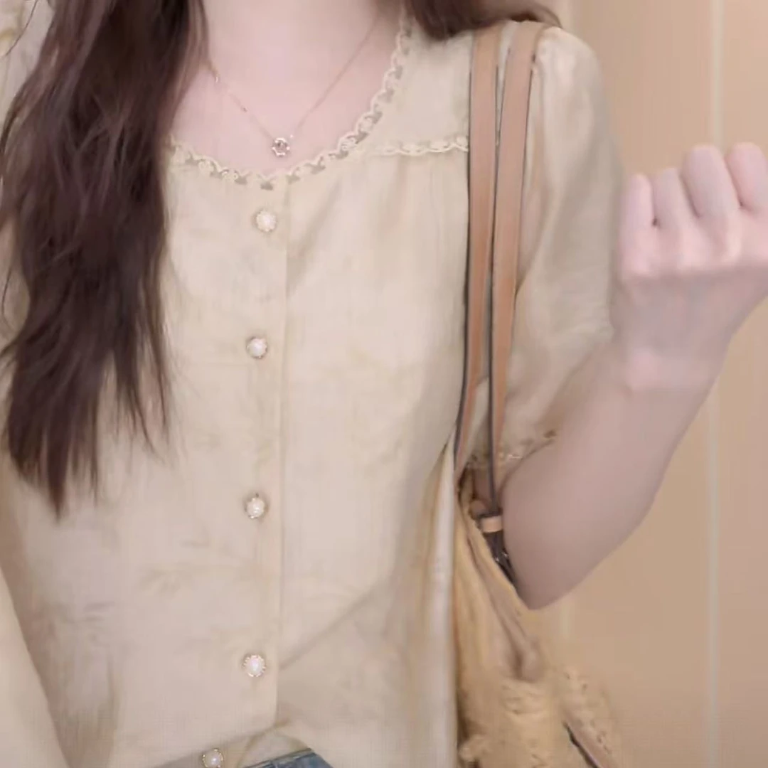 【大脸哈】百搭碎花衬衫女2025新款甜美圆领设计感宽松上衣小众