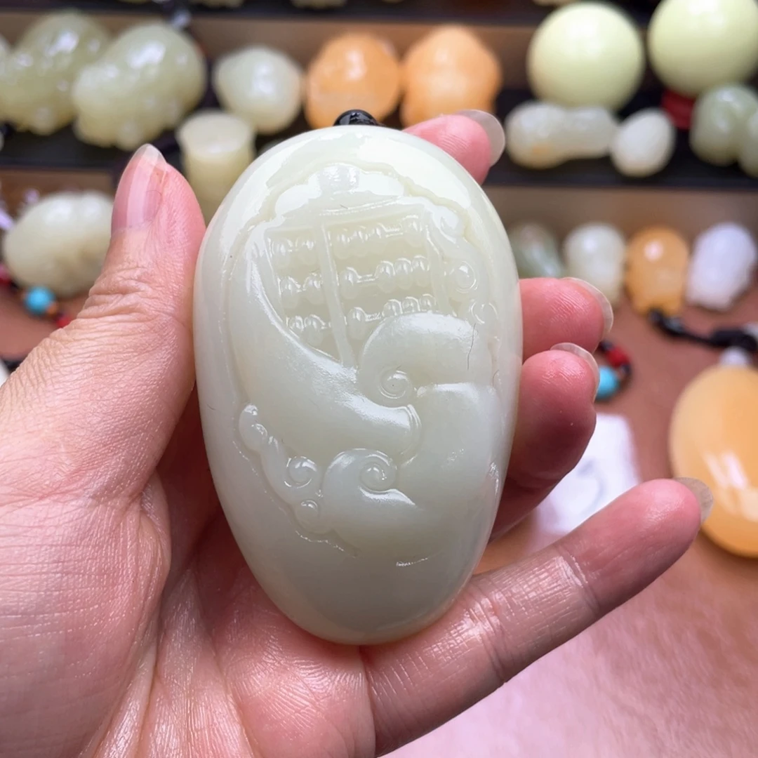 大***王石材天然古青石手把件