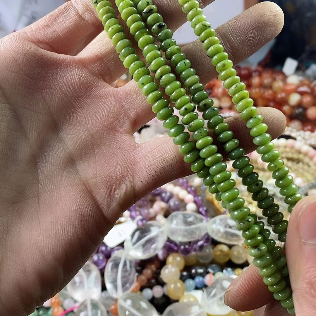 玛瑙/玉髓珠宝半成品未镶嵌一条天然6mm药王石隔片B195