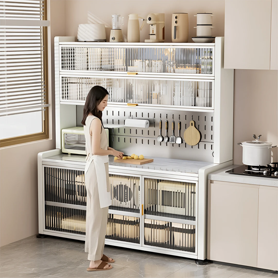 厨房置物架餐边柜橱柜家用多功能置物柜多层落地收纳架靠墙一体柜