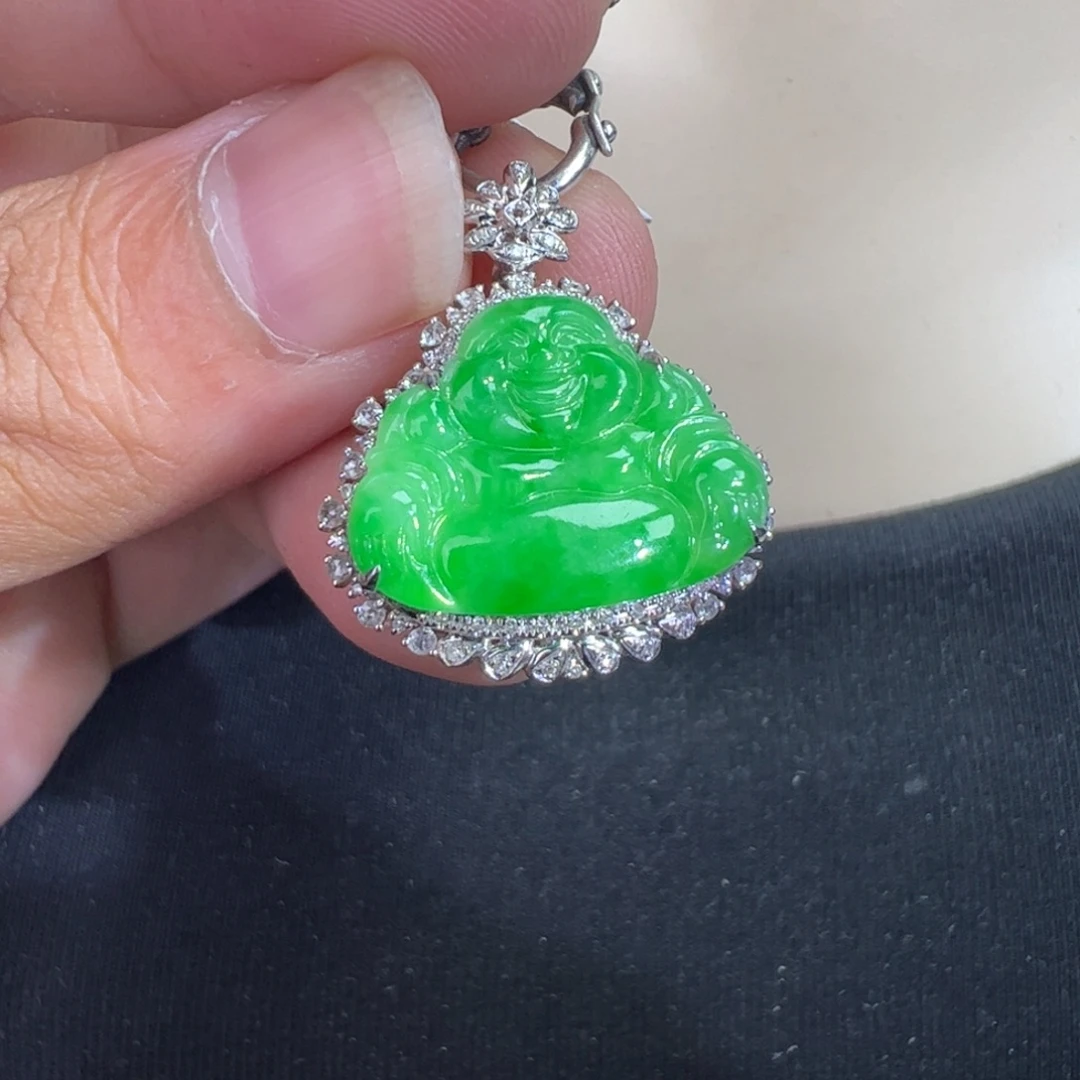 翡翠18K金镶嵌吊坠(不含链)