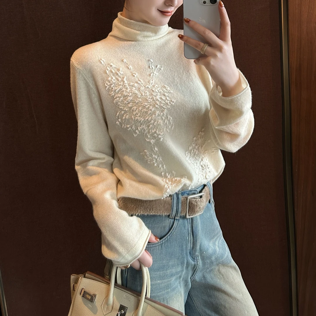 LUOZHIYIN/罗知音【绵羊毛+山羊绒】秋冬气质时尚毛针织衫R123681W