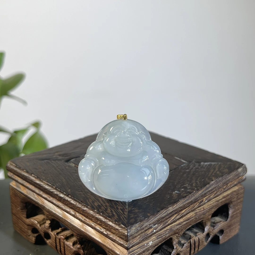 JTA15-82 天然翡翠缅甸A货 18K扣头佛公