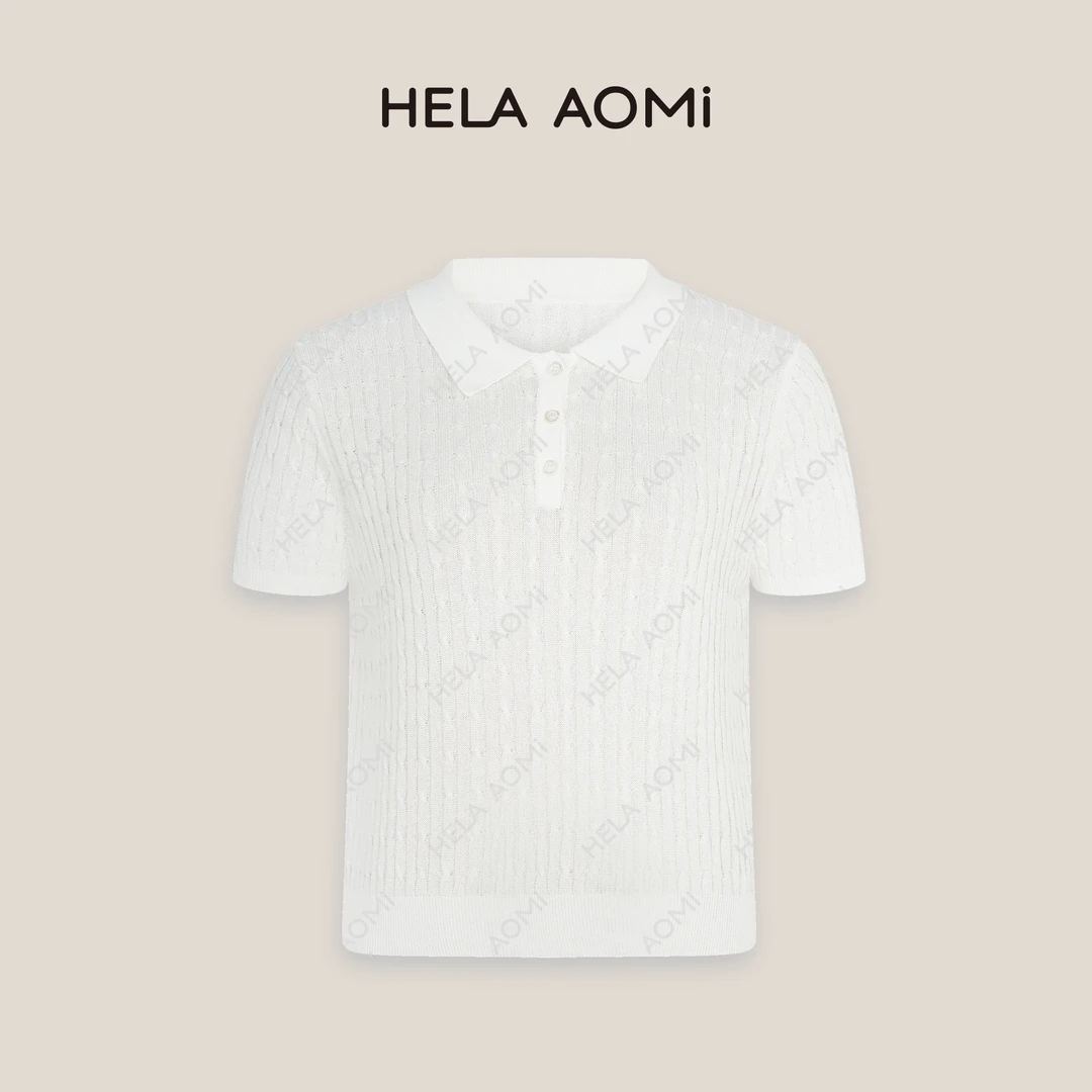 HELA AOMI“和纸纱POLO”天丝T百搭显瘦简约纯色针织衫CY5AC31485