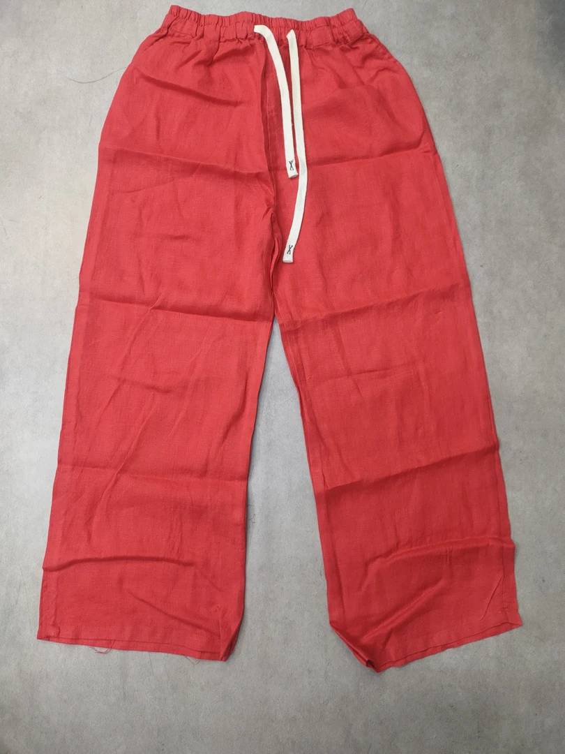 春季砂洗亚麻松紧腰百搭休闲直筒裤女 002