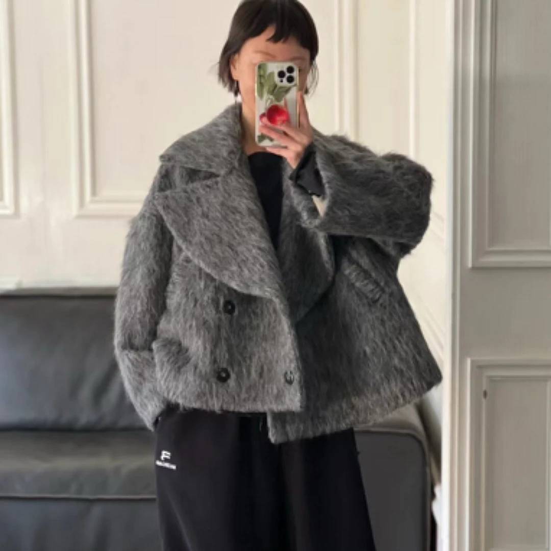 肆声｜设计师马海毛短款大衣