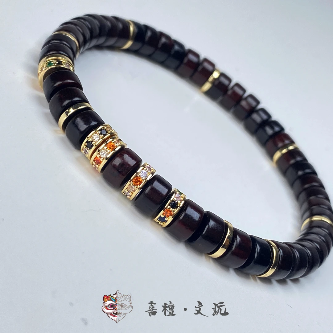 非金属木质手链 喜檀火焰山7mm老料精修药片单圈手串百搭-901B