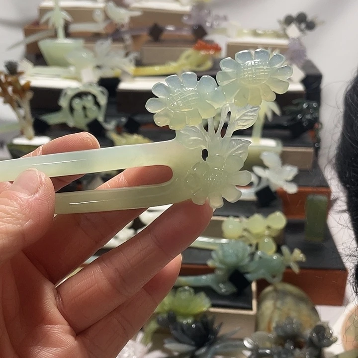 蛇纹石玉合金发饰