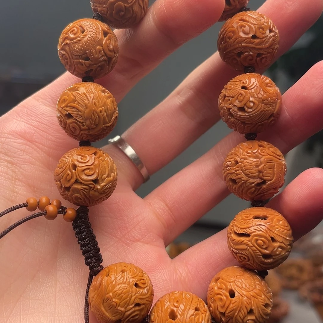 橄榄核手串龙凤呈祥橄榄核