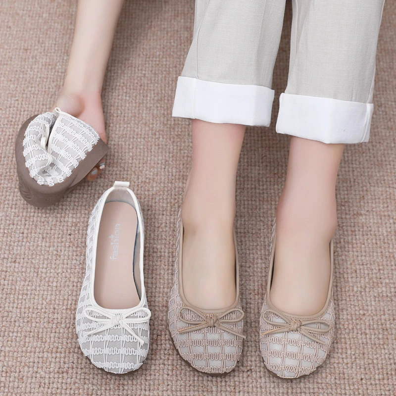 老北京布鞋女2025新款百搭小香风蛋卷软底平底鞋蝴蝶结浅口单鞋女