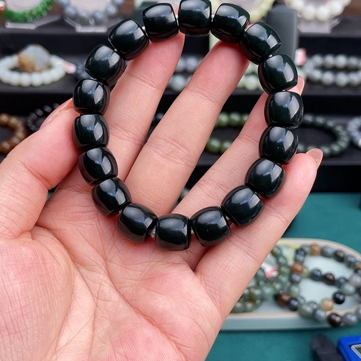 和田玉未镶嵌手链新疆塔什库尔干黑塔青卡12