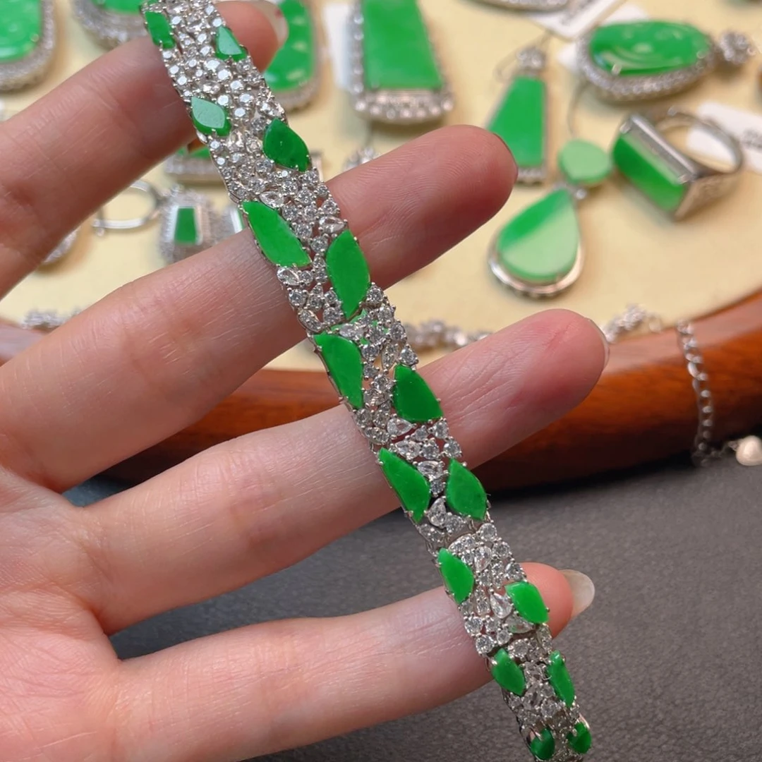 翡翠吊坠(不含链)银S925镶嵌手链