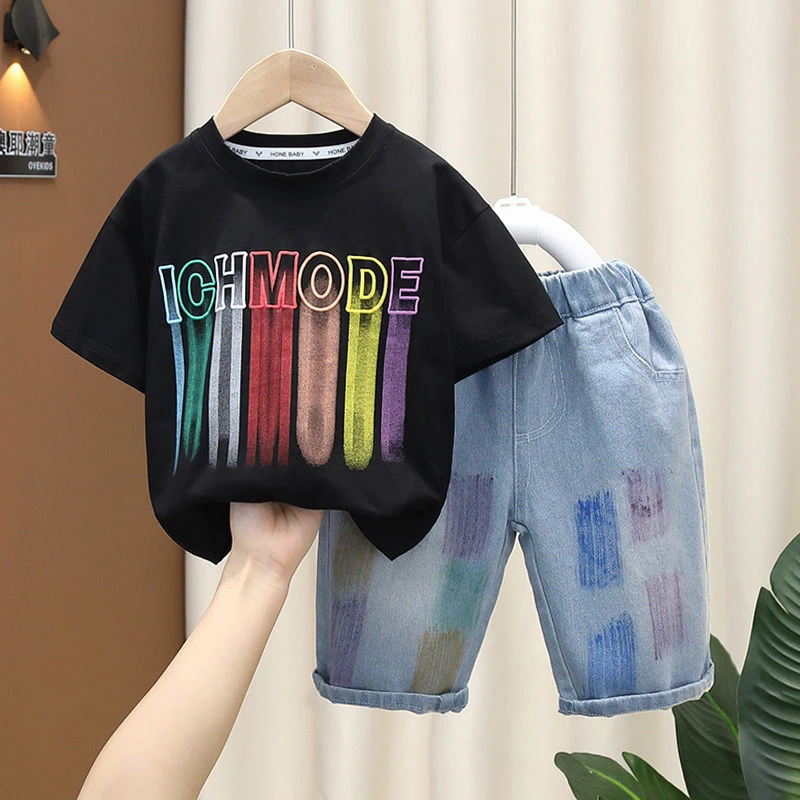 男童酷帅套装夏季薄款两件套2025新款儿童夏装宝宝炸街短袖衣服潮