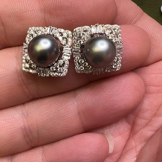 银S925镶嵌耳饰海水珍珠田****）