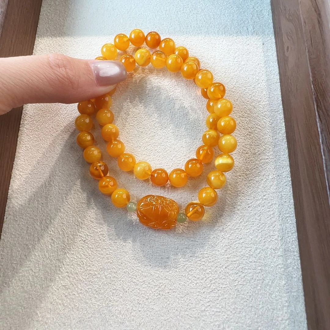 蜜蜡未镶嵌手链蜜蜡7.6mm