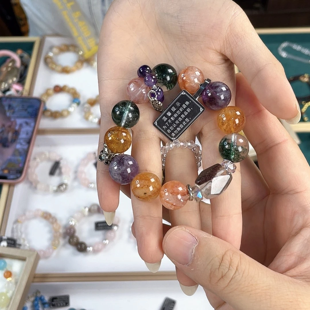 水晶手链银S925镀金镶嵌