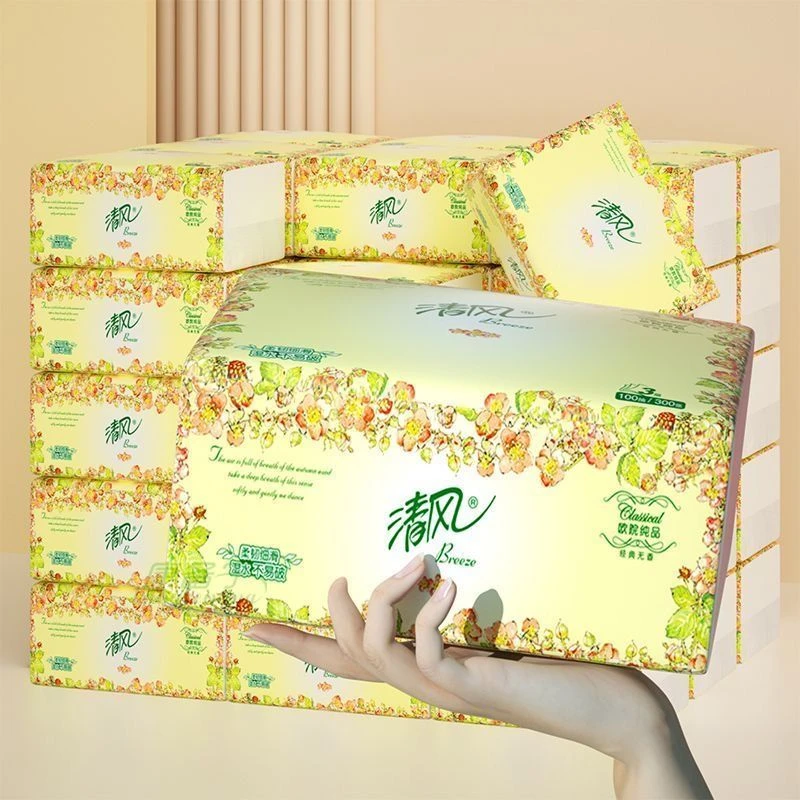 清风抽纸欧院抽纸3层100抽餐巾纸亲肤卫生纸家用抽纸巾壹