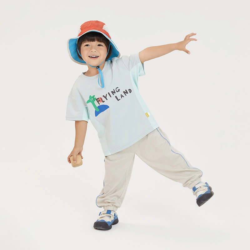 papa爬爬夏季儿童T恤凉感汗布透气网眼短袖男女童休闲洋气