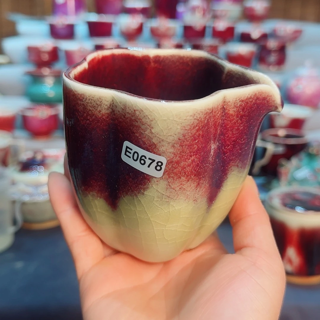 瓷片微瑕钧瓷主人杯摆件工艺品